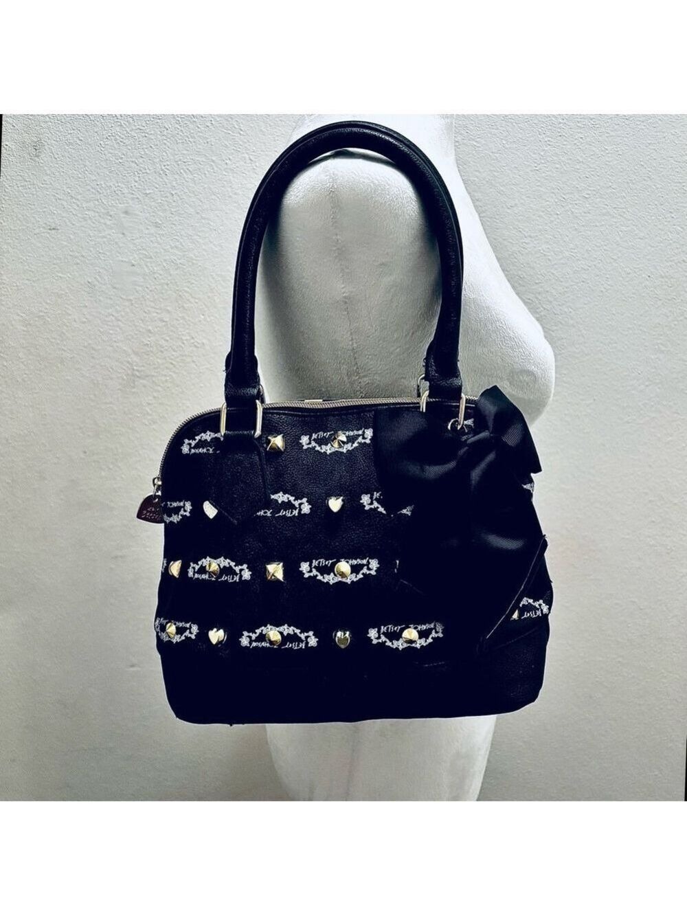 Betsey Johnson Black Bow Studded Purse Bag